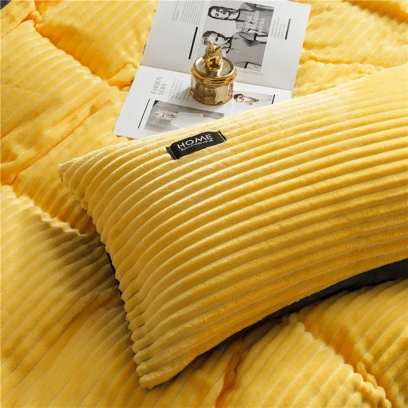 Funda nórdica gruesa de terciopelo de Color sólido, juego de cama cálido para invierno, funda de edredón doble, funda de edredón doble Queen King 220*240