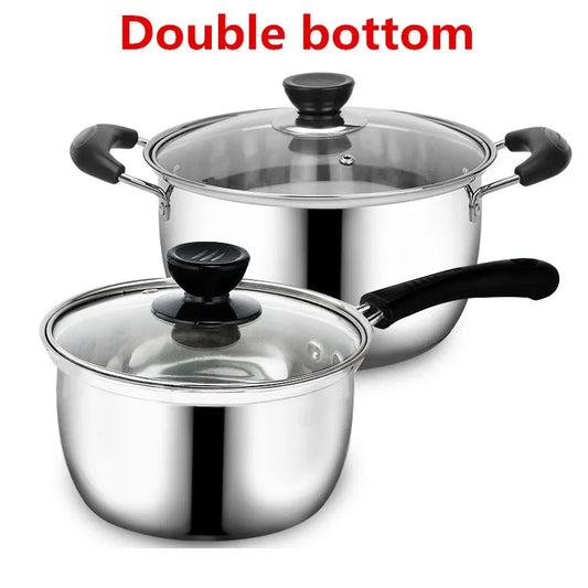 Olla de acero inoxidable, olla para sopa de doble fondo, cocina no magnética, utensilios de cocina multiusos, sartén antiadherente, Cocina de Inducción, olla usada