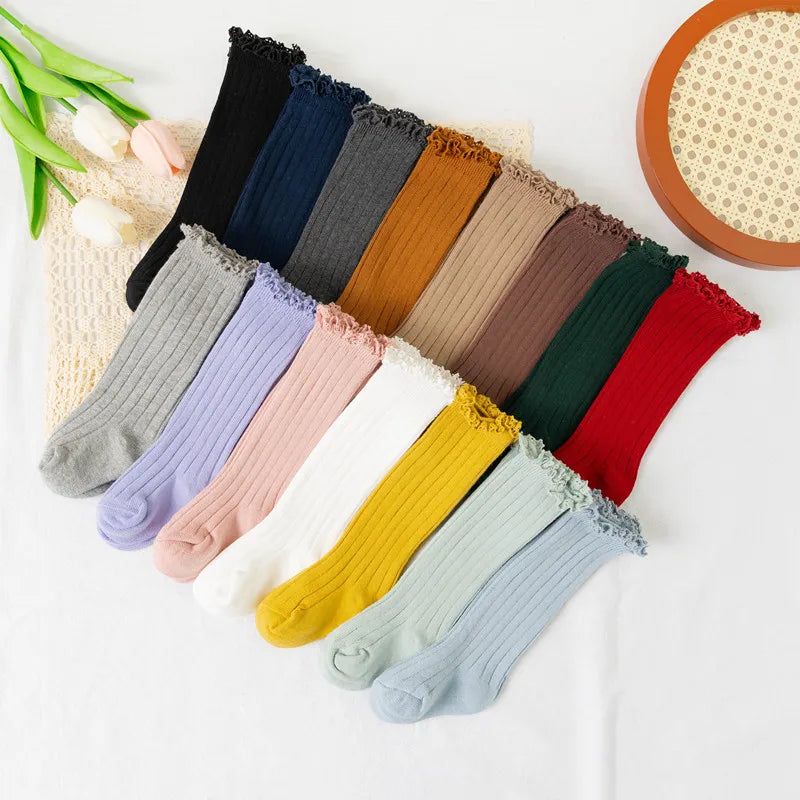 Calcetines Largos con Encaje para Niñas