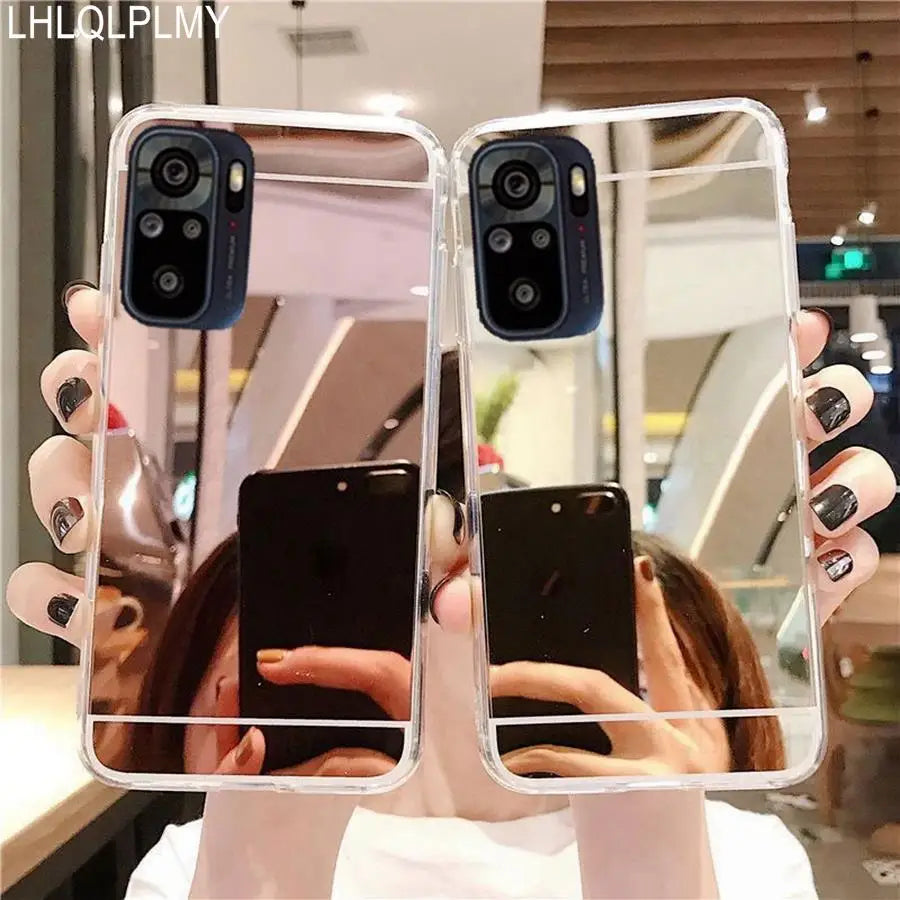Funda de silicona suave con espejo de maquillaje para Xiaomi Poco M3 X6 Redmi Note 10 11 Pro Plus 5G 10S 11S 10A 10C