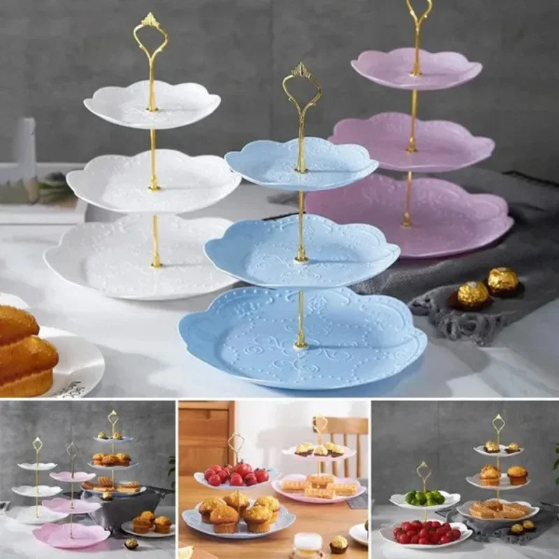 Soporte desmontable para Tartas de estilo europeo, plato de fruta de 3 capas para postres, magdalenas y pastelería