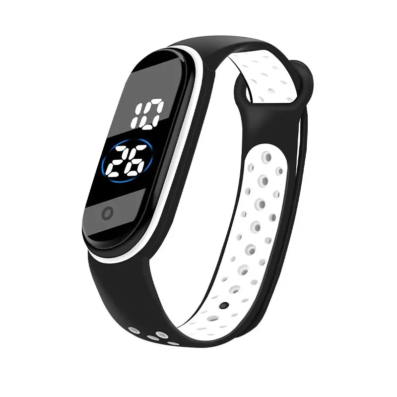 Reloj deportivo resistente al agua para niños, reloj Digital LED con pantalla táctil inteligente, correa de silicona de dos tonos, reloj para hombres y mujeres, reloj para estudiantes