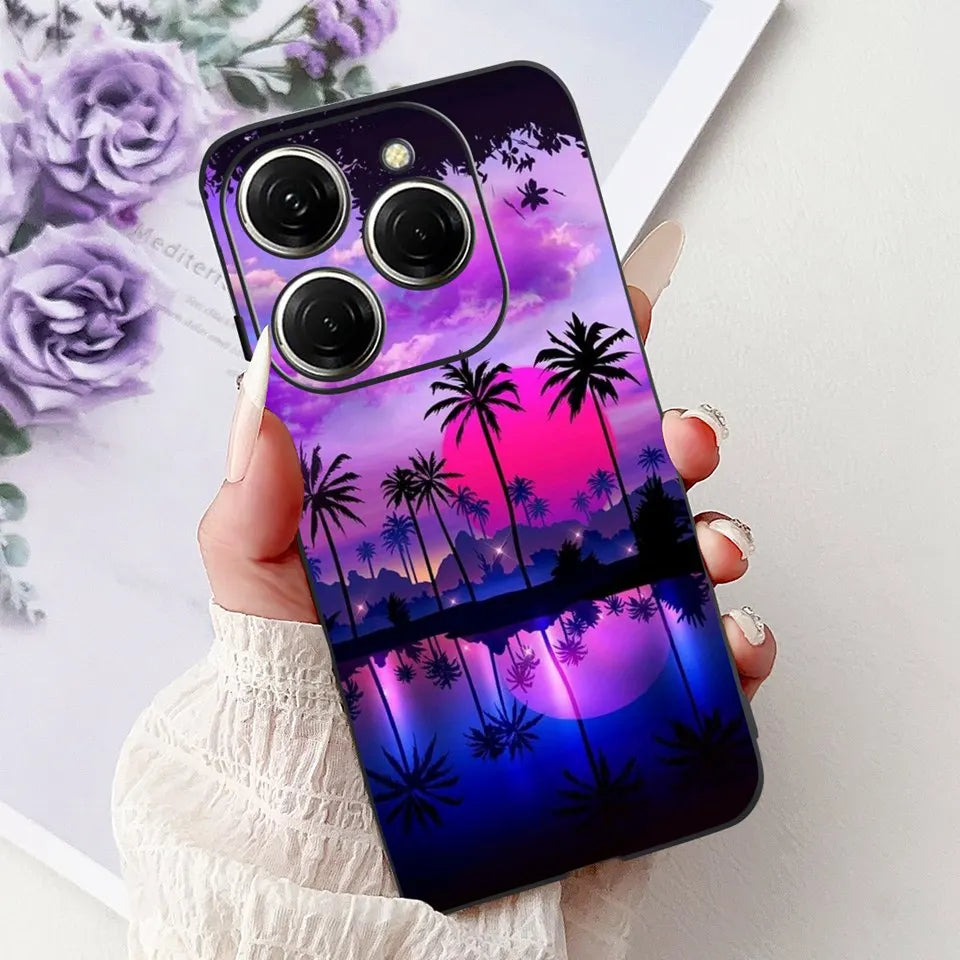 Para Tecno Spark 20c 20 Pro Plus Spark20 Pro Funda de teléfono Funda trasera de goma suave Mujer moda patrón de dibujos animados Funda de parachoques