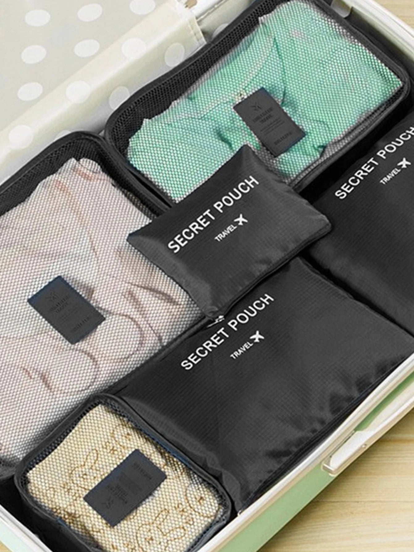 Organizador de viaje portátil para mujer, bolsas de almacenamiento de equipaje, ropa, zapatos, 6 piezas