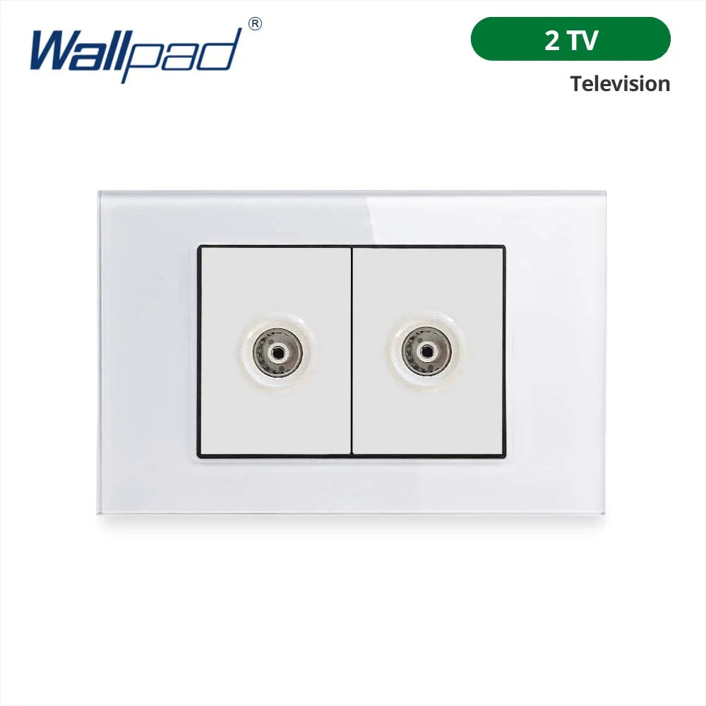 Wallpad Panel de vidrio templado blanco interruptor de luz de pared UE Reino Unido italiano Chile enchufe botón basculante 118*75mm 16A AC110-250V