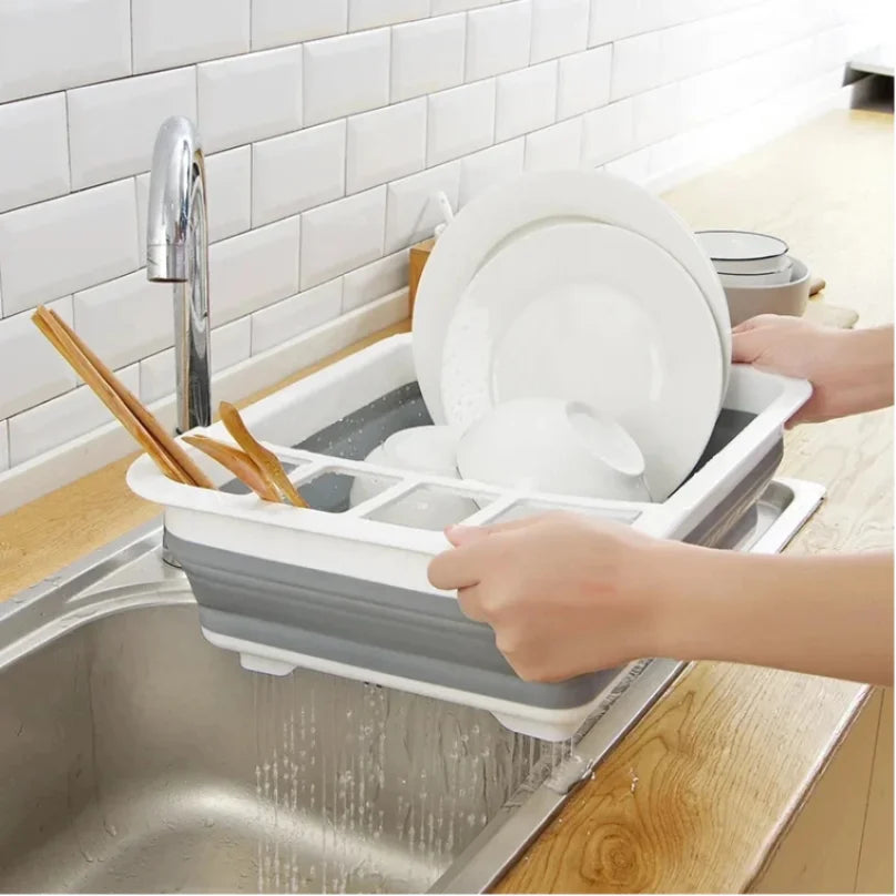 Nuevo Estante plegable para platos de cocina, almacenamiento con fugas de agua, vajilla, cuenco, escurridor, bandeja, estante de secado para el hogar, plástico lavable