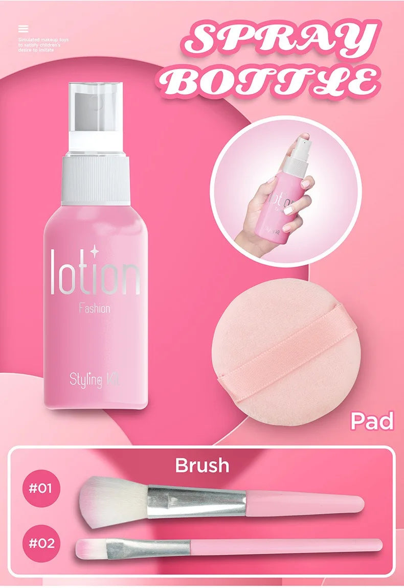 Set de Maquillaje de Juguete para Niñas: Manicura Falsa, Color de Labios, Sombra de Ojos, Cosméticos y Juguetes con Temática de Princesa (No se pueden lavar)