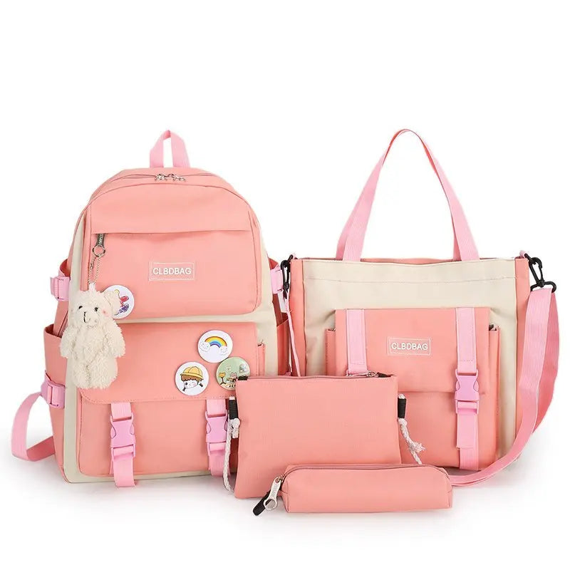 Mochila escolar Kawaii para niños y niñas, conjunto de 4 piezas, mochilas escolares para adolescentes y niñas