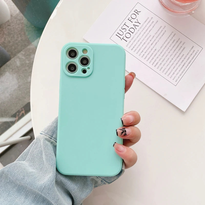 Funda de teléfono con protección de cámara para iPhone 11, 12, 13, 14 Pro Max XS X XR 7 8 Plus SE 2020, fundas traseras de parachoques a prueba de golpes