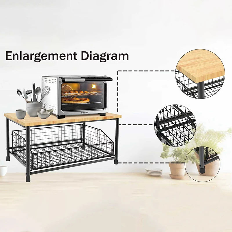 Organizador de encimera de cocina: estante multiusos para microondas, especias, cafeteras y impresora