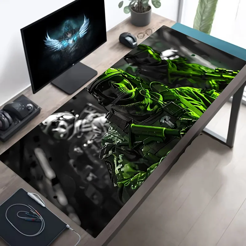 Alfombrilla de Ratón Grande con Diseño Táctico de Soldado, Antideslizante, XXL, Accesorios para Juegos, Bordes Cosidos, para el Hogar y para Jugar, para Jugadores de FPS