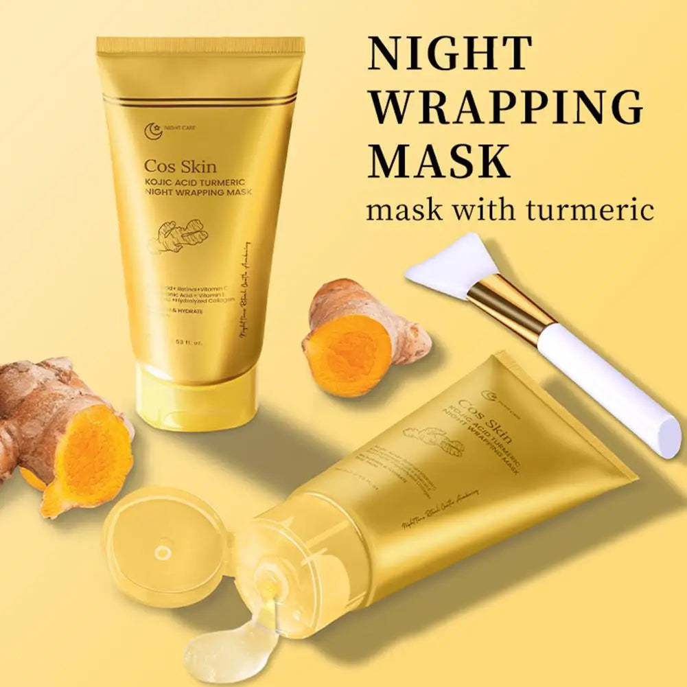 Kit de Mascarilla Nocturna Exfoliante con Ácido Kójico y Cúrcuma, Colágeno Hidrolizado Nutritivo, Piel Radiante, Reafirmante y Revitalizante