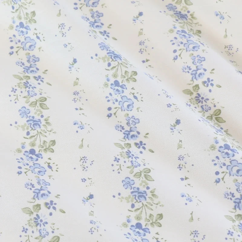 235x50cm tela azul gris rosa raya floral estampado de hojas funda nórdica juego de cuatro piezas tela de cama