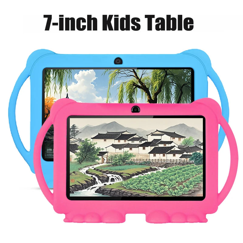 Nueva Tablet Infantil de 7 Pulgadas con Funda Protectora de Dibujos Animados, WiFi 5G, Android, para Aprendizaje y Educación, Tablet PC para Niños, 4GB RAM, 64GB ROM