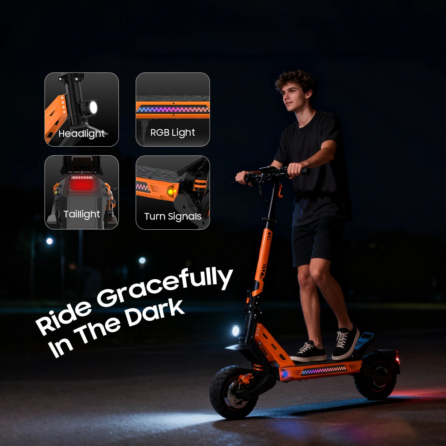 Patinete Eléctrico TOFUN TF3 PRO 1200W con APP, Velocidad Máxima 50 km/h, Autonomía 40-50 km, 48V 15.6Ah, Neumáticos de 10 Pulgadas, 4 Modos, Plegable