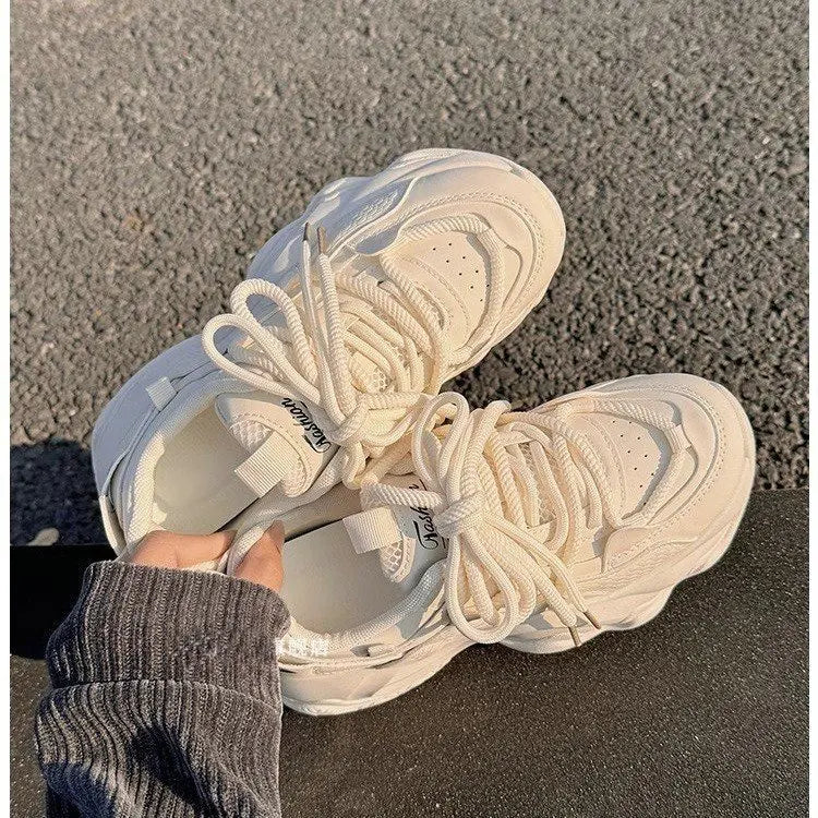 Zapatillas Dad Shoes para Mujer, Primavera/Verano 2026, Nuevas y Populares, con Suela Gruesa Tipo Esponja, Blancas, Casuales, Deportivas y Planas