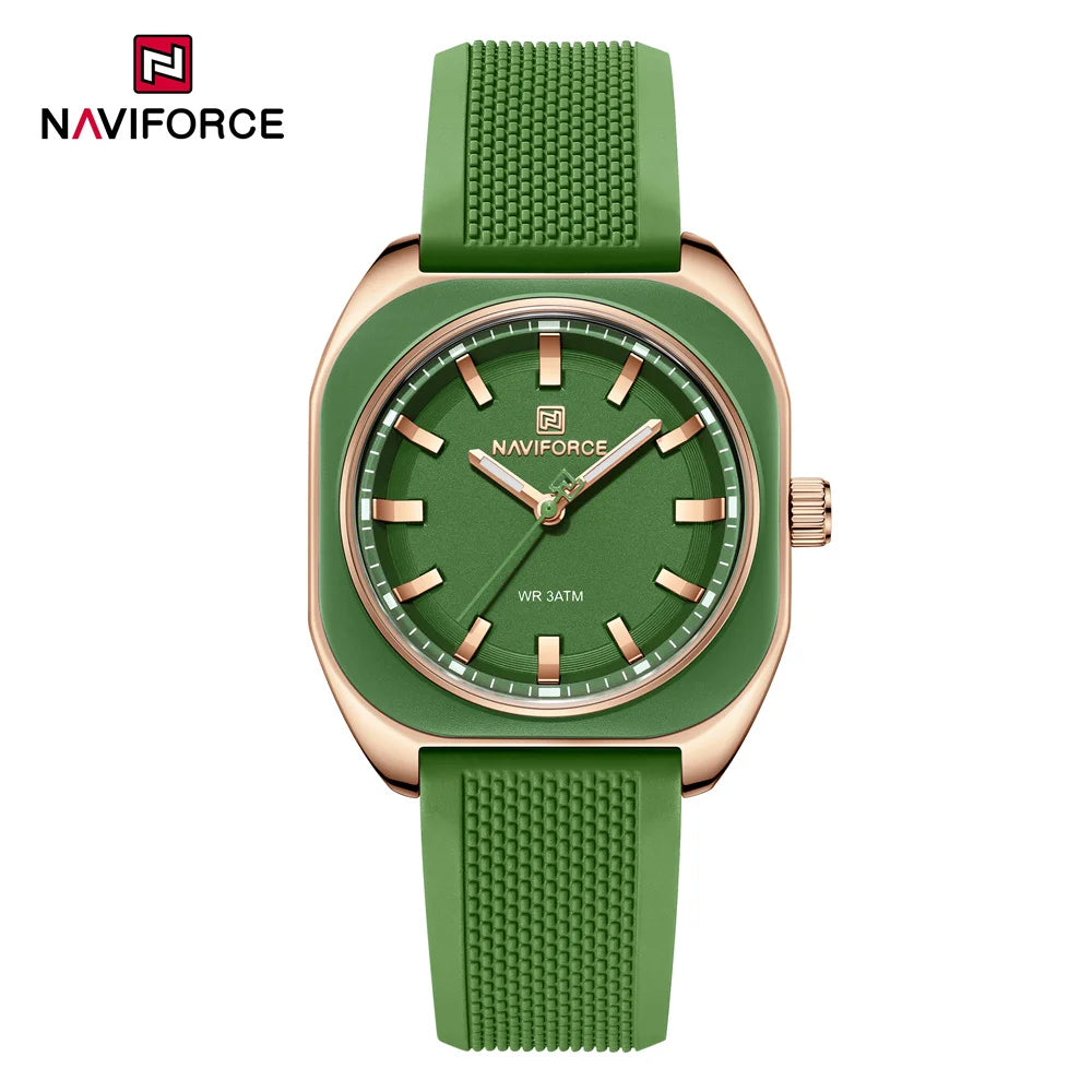 NAVIFORCE, reloj para mujer, marca superior, moda de lujo, reloj de pulsera Original para mujer y niña, pulsera de goma de silicona, reloj informal para mujer 5061
