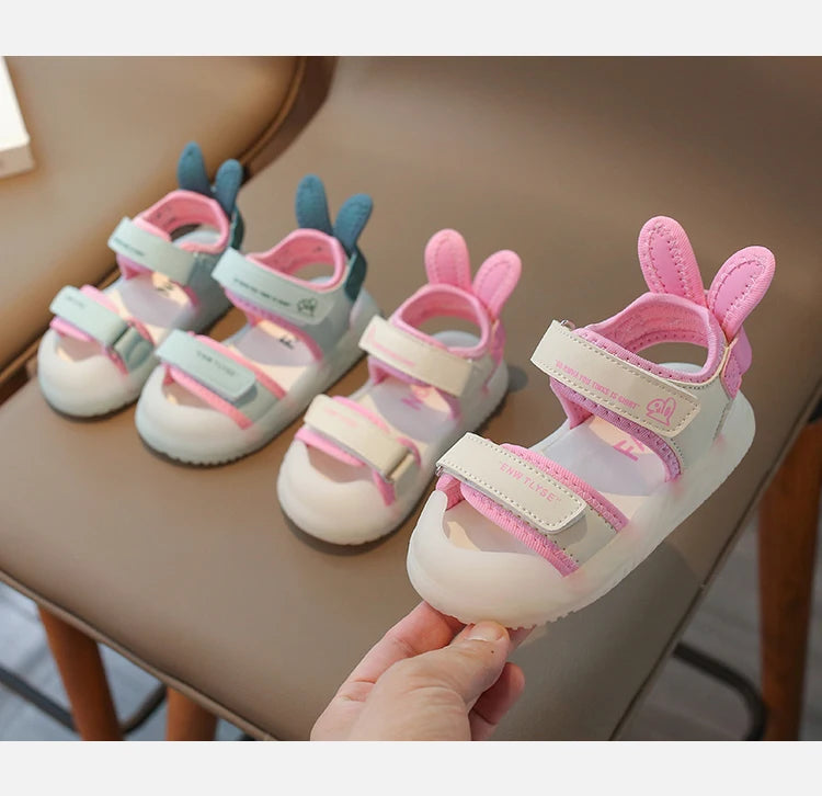 Sandalias de dibujos animados para niños y niñas, zapatos de playa suaves, informales, antideslizantes, color rosa verdoso, de 2 a 12 años