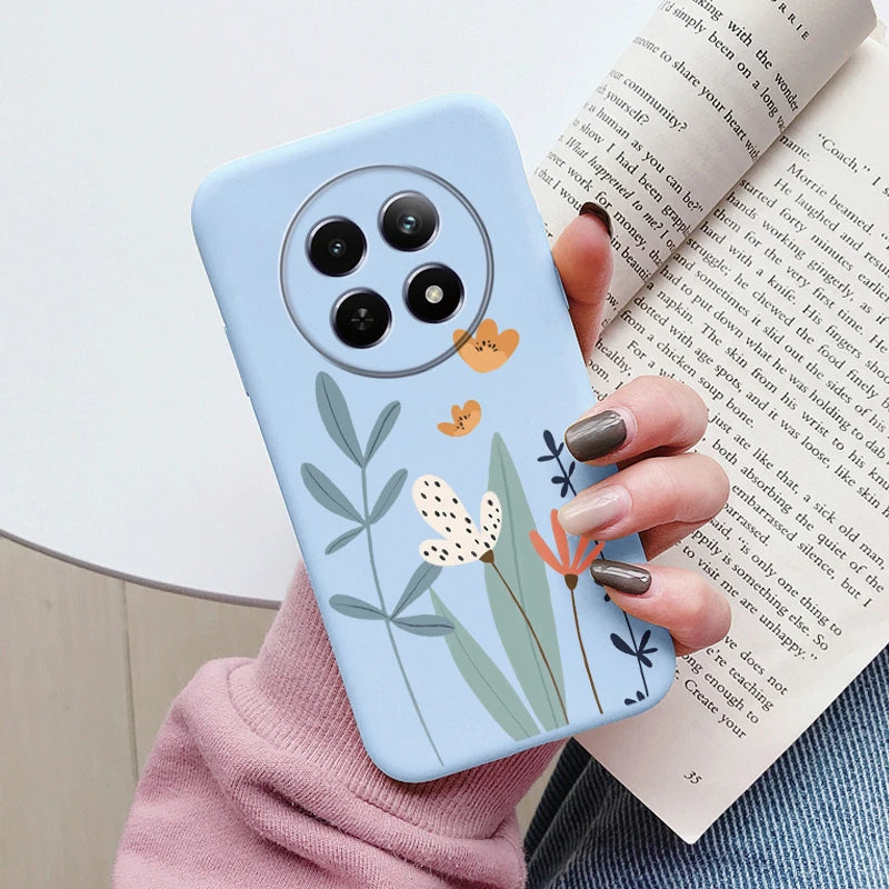 Funda para Realme 12 4G 12 + 13 + Plus 13 Pro + Plus 5G bonita funda trasera con forma de corazón y flor de silicona suave mate Fundas protectoras de dibujos animados