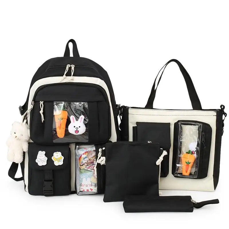 Mochila escolar Kawaii para niños y niñas, conjunto de 4 piezas, mochilas escolares para adolescentes y niñas
