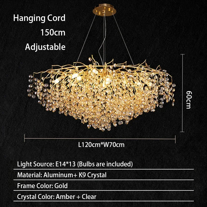 Candelabro de techo moderno para sala de estar, lámpara colgante de cristal de lujo para decoración Interior de Hotel y cocina, accesorio de iluminación