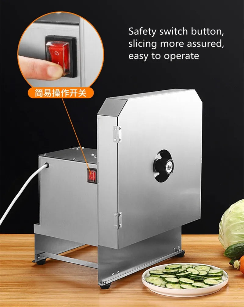 Rebanador de frutas comercial, rebanador eléctrico de acero inoxidable, rebanador multifuncional de patatas y limón y verduras