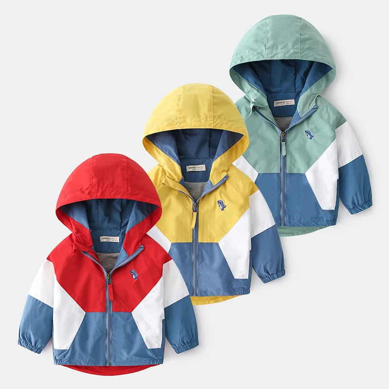 Abrigos de primavera y otoño para niños, chaquetas para niños, cortavientos con capucha y bolsillo, prendas de vestir exteriores con cremallera, ropa para bebés de 2 a 7 años
