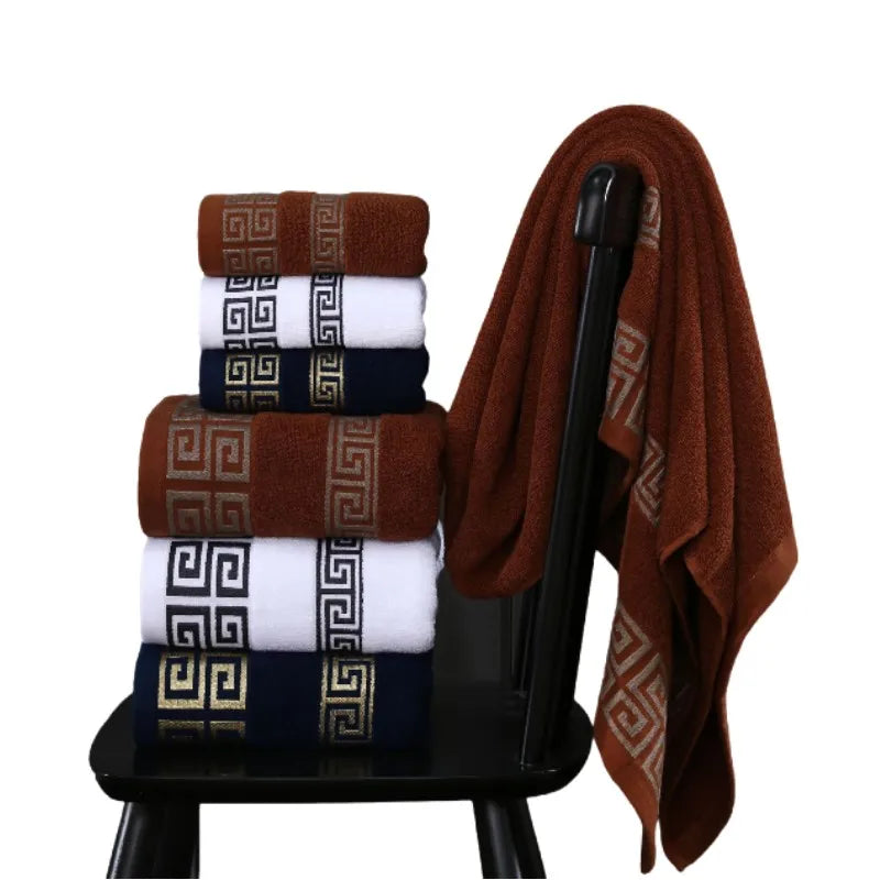 Juego de toallas de algodón con letras bordadas S - 1/2/3 piezas, toallas de mano suaves y absorbentes de jacquard para lavar la cara y las manos, para baño, gimnasio, spa