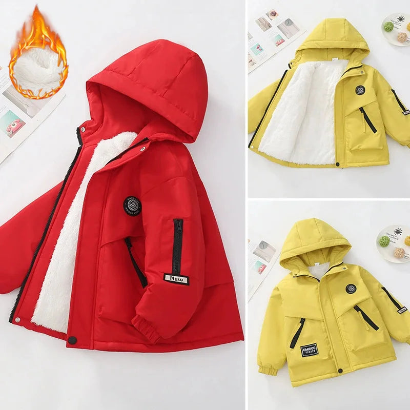 Abrigo de Felpa y Algodón para Niños, Otoño-Invierno 2026, Parka para Niños de 4 a 14 Años, Chaqueta con Capucha, Impermeable, Gruesa y Cálida, Cortavientos Informal