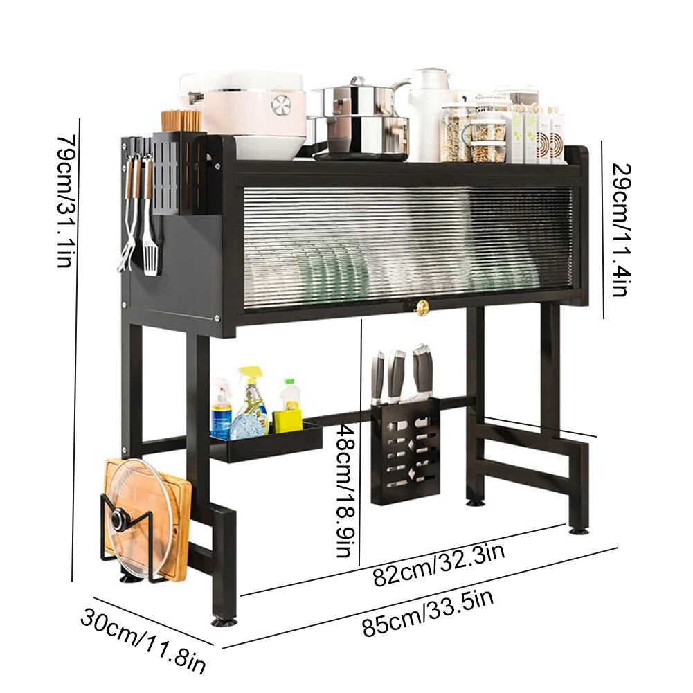 Estante de drenaje de cocina, estante de almacenamiento de cocina multifuncional de 3 niveles, organizador de fregadero de cocina, estante para platos grande sobre el fregadero con cubierta