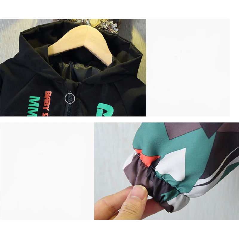 Chaquetas con capucha para niños, abrigo cortavientos fino con cremallera, estampado informal, ropa de abrigo para niños de 2 a 8 años, primavera y otoño