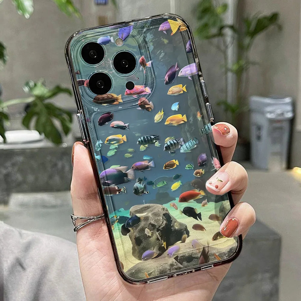 Funda de teléfono bonita con forma de Animal del océano para iPhone 11, Funda protectora transparente para iPhone 15, 13, 14, 12, 16 Pro Max 8, 7 Plus, XR, XS, X SE