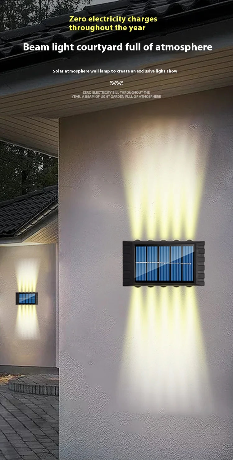 Lámpara Solar de pared de 4/6/8/10LED, decoración de calle para patio, luz impermeable para exteriores, iluminación luminosa arriba y abajo, lámpara de paisaje de jardín