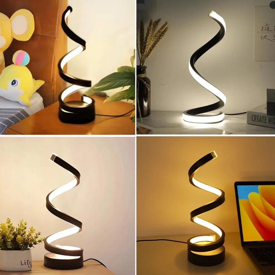 Luz LED nocturna, lámpara de mesa en espiral, lámparas de noche modernas, lámpara de noche regulable, decoración para oficina, sala de estar y dormitorio, luces nocturnas