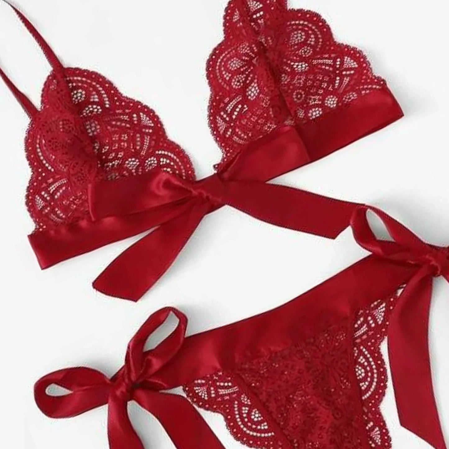 Conjunto de lencería Sexy para mujer, ropa interior transparente de encaje ultrafino, lencería con cordones ajustables, ropa de dormir con tirantes finos