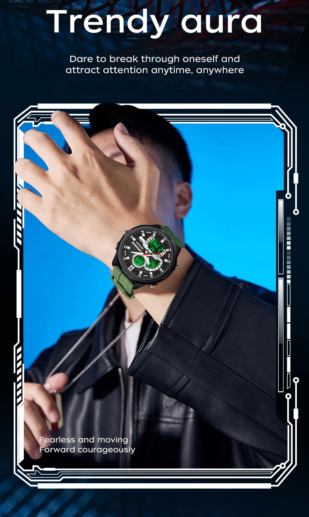 Reloj electrónico de cuarzo SNADA para hombre con pantalla Dual deportivo multifuncional LED resistente al agua reloj electrónico de cuarzo para hombre 9077