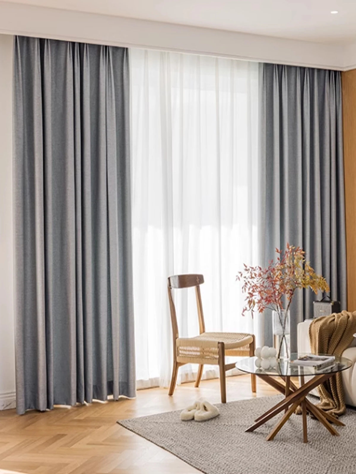 Ready Made 100% poliéster lino opaco Color sólido para cortinas de ventana del hogar del hotel para la sala de estar