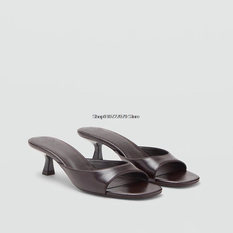 Sandalias de Tacón Alto para Mujer, Primavera-Verano 2026, Nuevas Sandalias Elegantes de Cuero Pintado, Sandalias de Tacón Alto para Uso en Exteriores