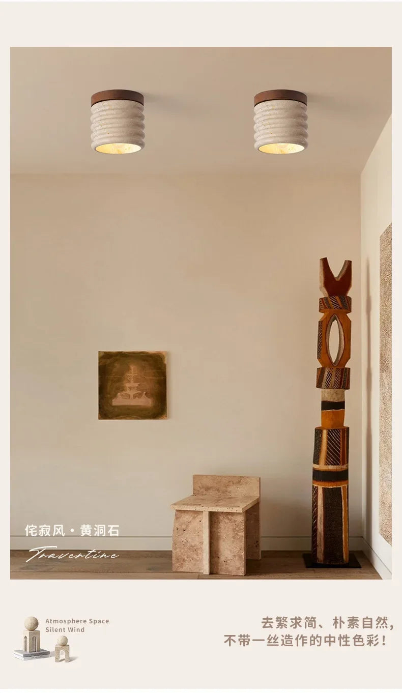 Lámpara de techo LED de piedra travertino, accesorio de iluminación para pasillo, sala de estar, comedor, decoración de dormitorio, lámpara de techo
