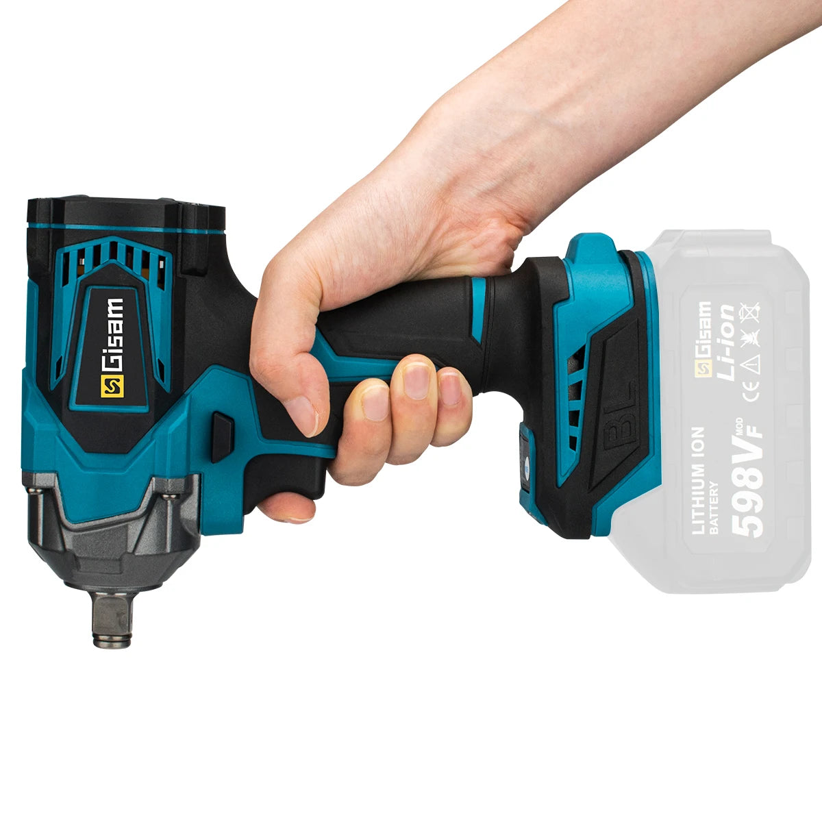 Llave de impacto eléctrica sin escobillas, destornillador inalámbrico de 1/2 pulgadas, herramientas eléctricas sin batería para batería Makita de 18V, 1200n. M