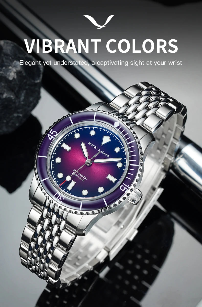 Nuevo Reloj de Buceo para Hombre Specht & Söhne 2026, 39 mm, Vintage, Automático, Mecánico, Cristal de Zafiro, Luminoso BGW, Resistente al Agua 200 m