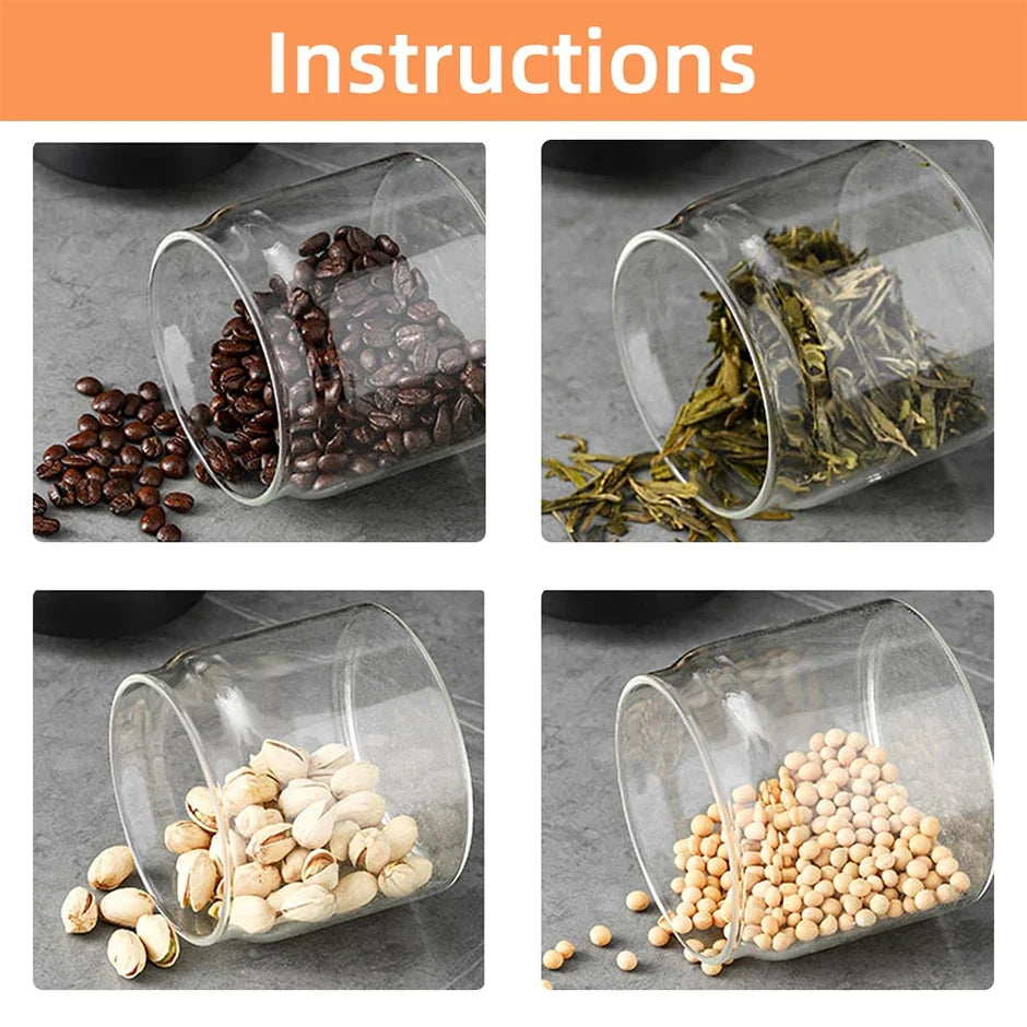 Frasco de Vidrio Hermético al Vacío para Almacenamiento de Granos de Café, Alimentos, Té, Frasco de Almacenamiento de Alimentos Frescos, Accesorios de Cocina