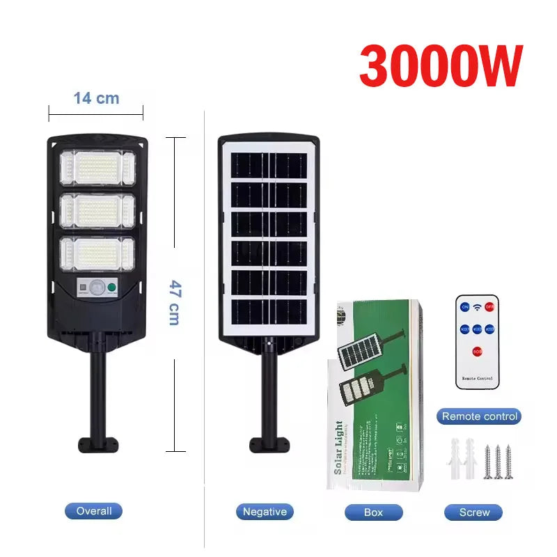 Luces solares 9000000LM 4000W/3000W/1000W, reflector de farola impermeable para exteriores con Sensor de movimiento, lámpara de pared para jardín y patio