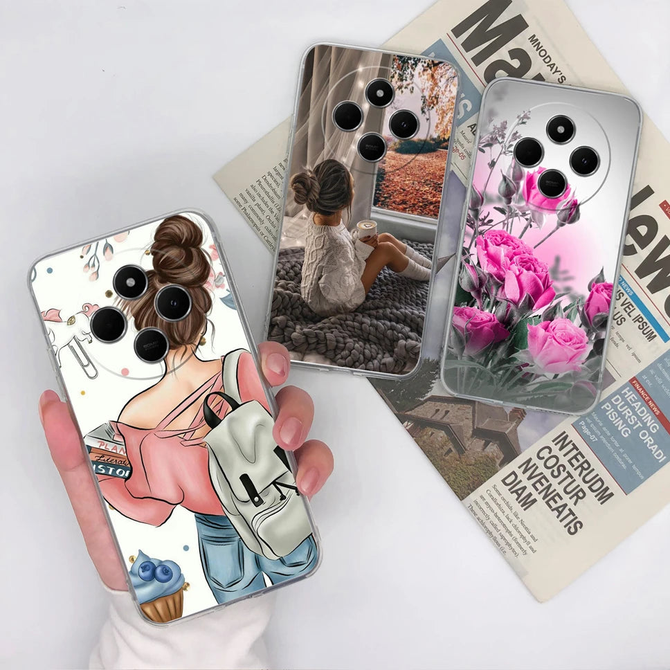 Funda de teléfono para Redmi 14C 4G, cubierta trasera creativa, transparente, suave, delgada, de silicona TPU, a prueba de golpes, protectora para Redmi14C