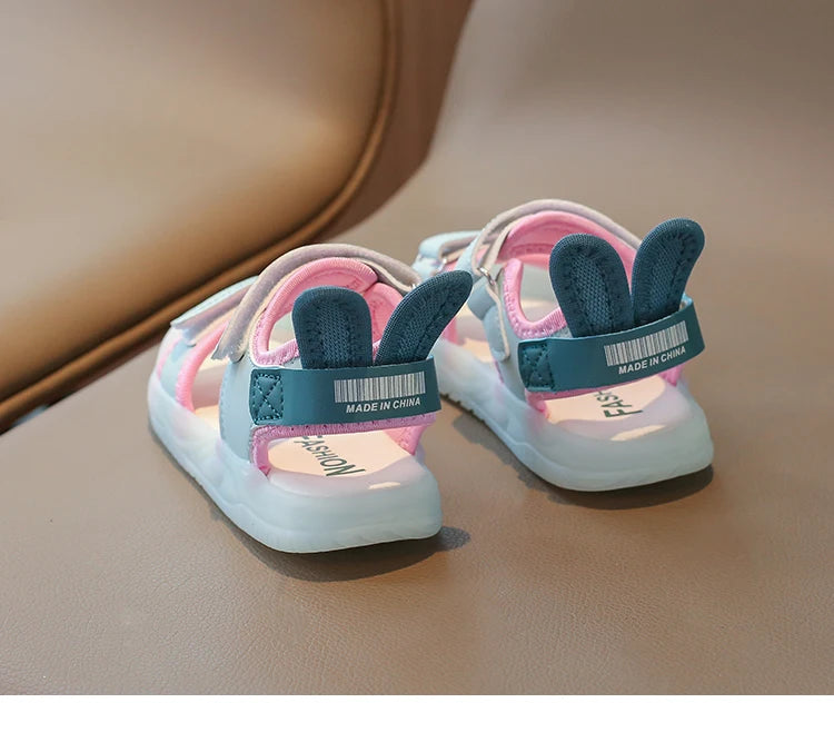 Sandalias de dibujos animados para niños y niñas, zapatos de playa suaves, informales, antideslizantes, color rosa verdoso, de 2 a 12 años