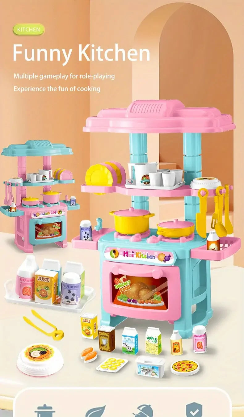 Mini juego de mostrador de cocina DIY, vajilla de comida de cocina simulada, juego de rol para casa, juego de simulación, juguete para regalo para chico y niño