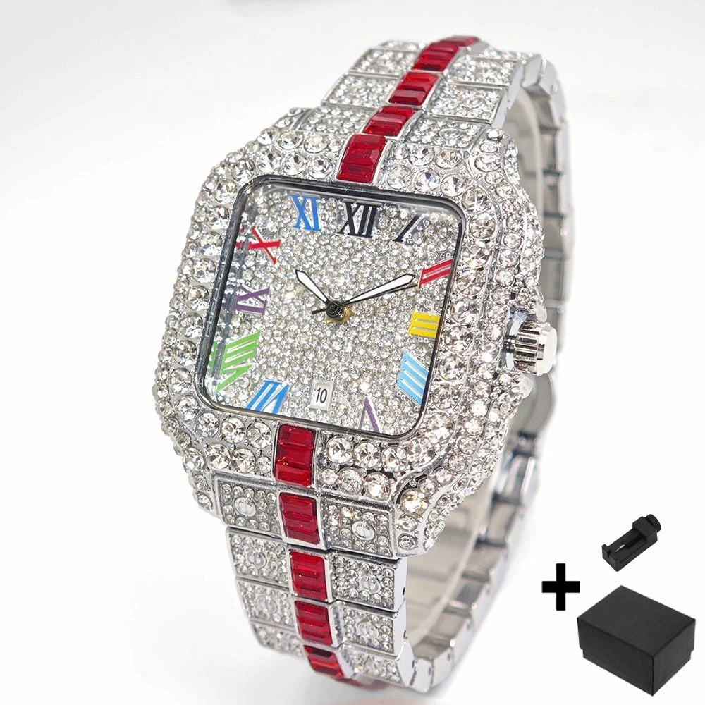 Reloj de pulsera de cuarzo cuadrado para hombre, joyería ostentosa de Hip Hop, marca UNIGUET, joyería ostentosa, moda novedosa, envío directo
