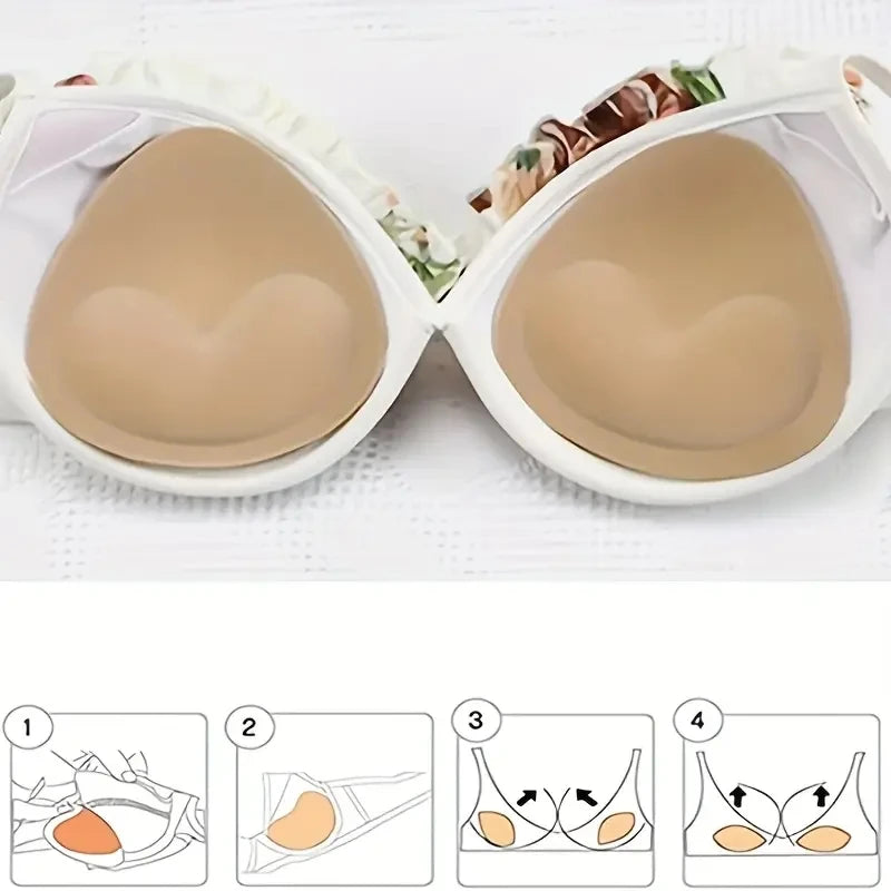 Almohadilla de realce de pecho para mujer, sujetador de silicona autoadhesivo Invisible, almohadillas de Bikini gruesas, sujetador de inserción, estera de mar, 2 uds.