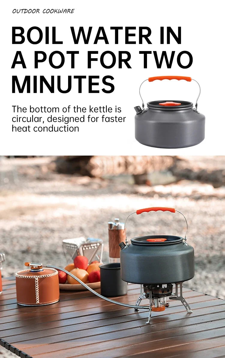 Juego de Cocina para Acampar, Juego de Utensilios de Cocina para Exteriores, Utensilios de Cocina Portátiles de Aluminio, Ollas, Tazones, Hervidores, Equipo para Picnic y Senderismo