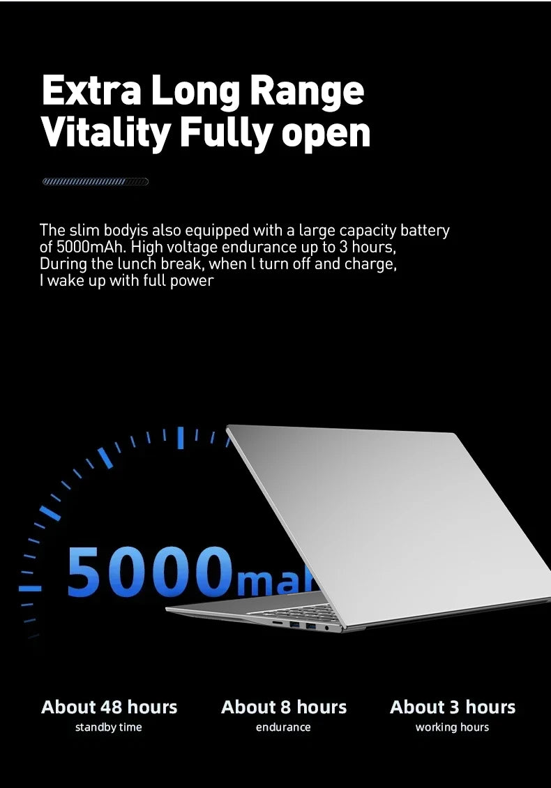 2026 Intel Core i7-6500U 14,1 "portátil 32GB RAM 2048GB SSD ROM 5000mAh Windows 11 Pro 3 años de garantía portátil